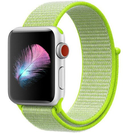Curea iUni compatibila cu Apple Watch 1/2/3/4/5/6/7, 44mm, Nylon Sport, Woven Strap, Electric Green